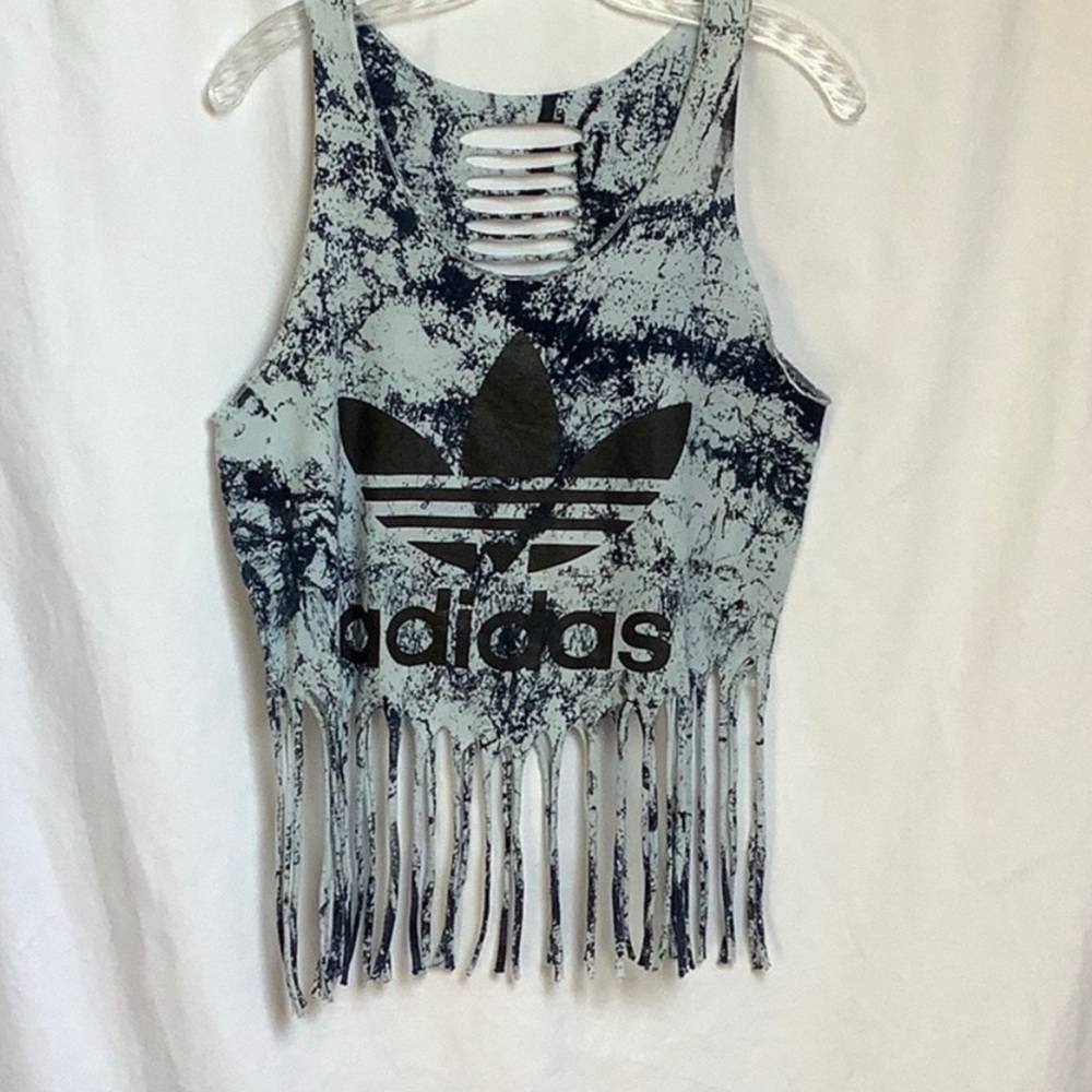 Adidas Women's Tie-Dye Fringe Crop Top